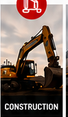 Construction excavator on site